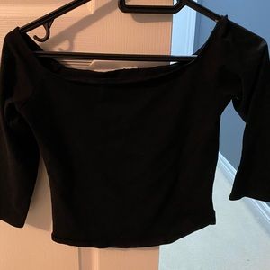 Black quarter sleeve off the shoulder top